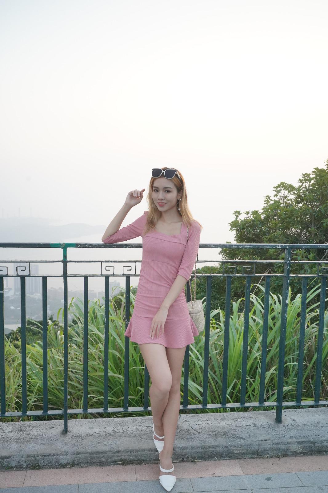 韓系方領荷邊連身裙