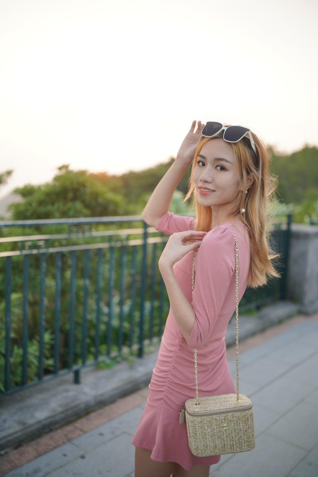 韓系方領荷邊連身裙