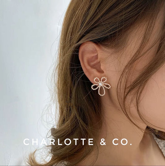 韓系大花花珍珠耳環