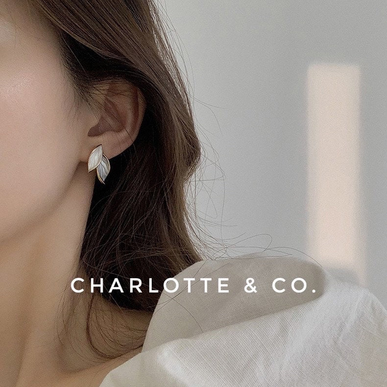 韓系藍葉子耳環