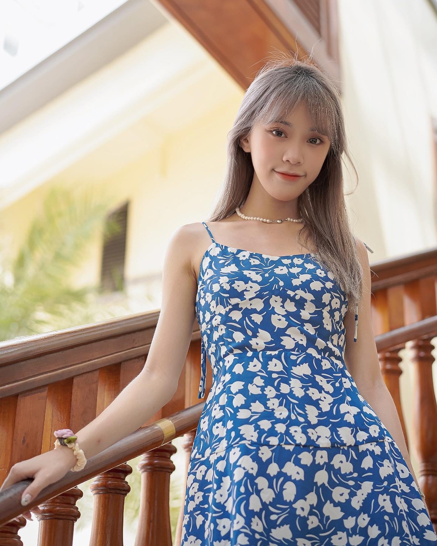 韓系吊帶碎花連身裙