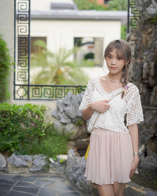 韓系鏤空花花針織外套上衣