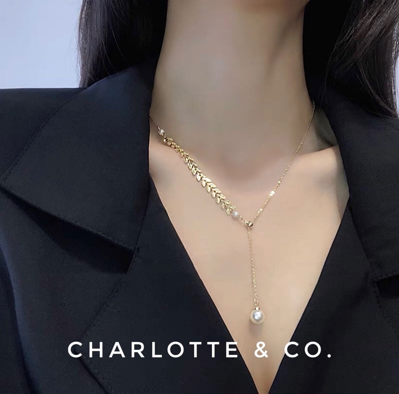 韓系麥穗吊珠項鏈