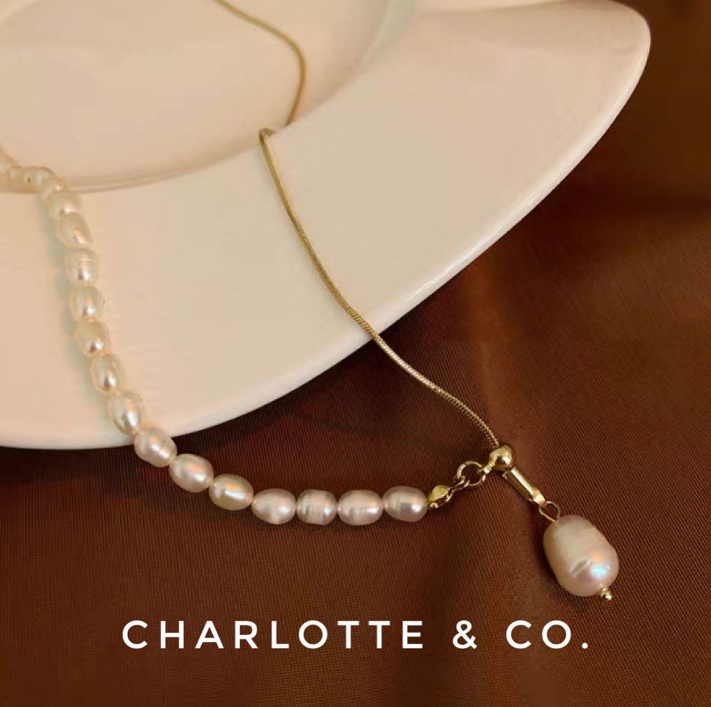 韓系半珠半鏈項鏈