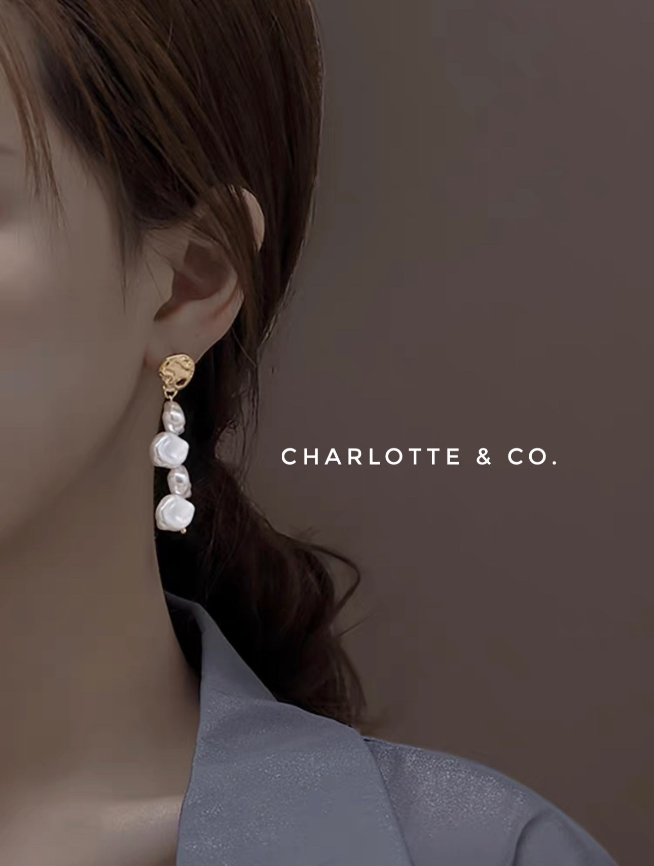 韓系吊天然淡水珠耳環