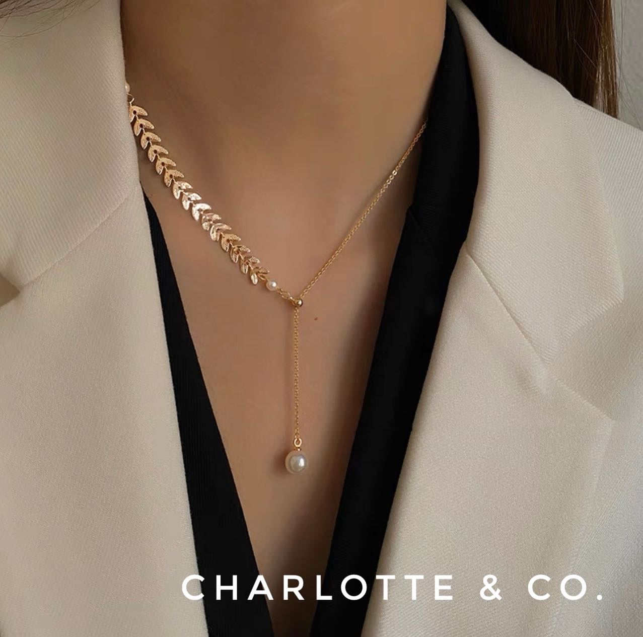 韓系麥穗吊珠項鏈