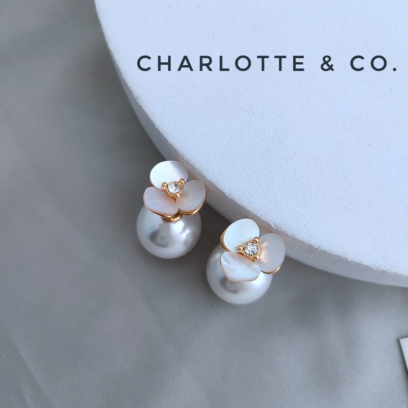 韓系三葉花珠耳環