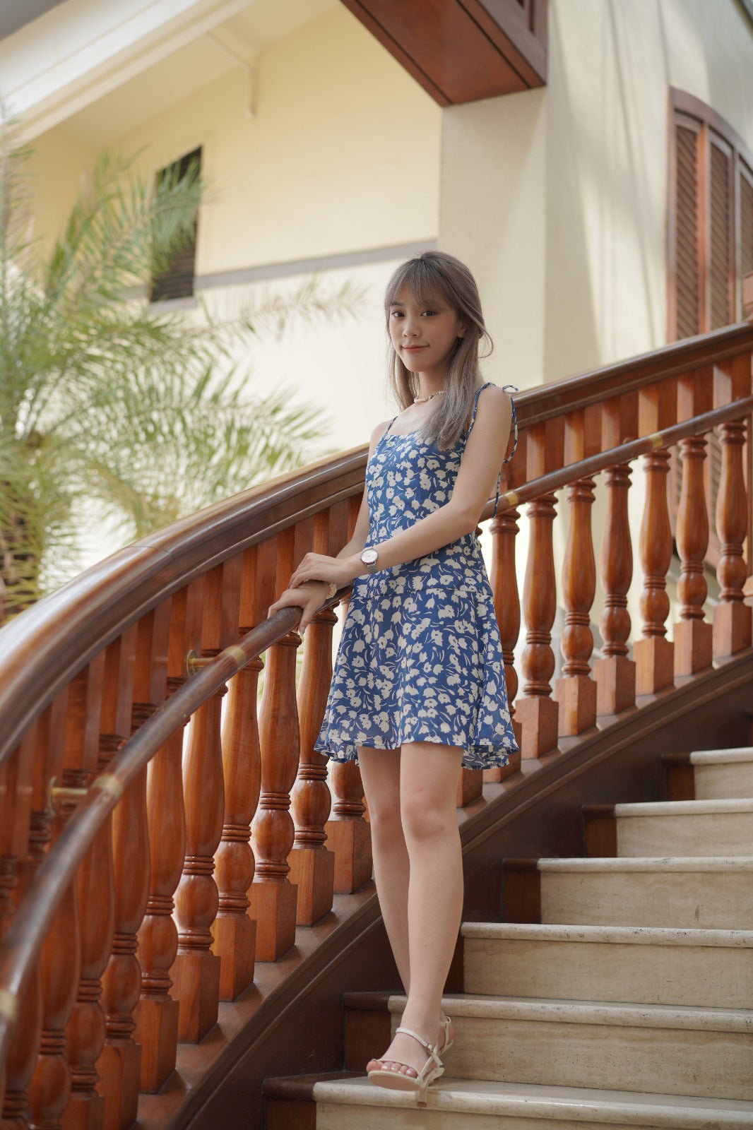 韓系吊帶碎花連身裙