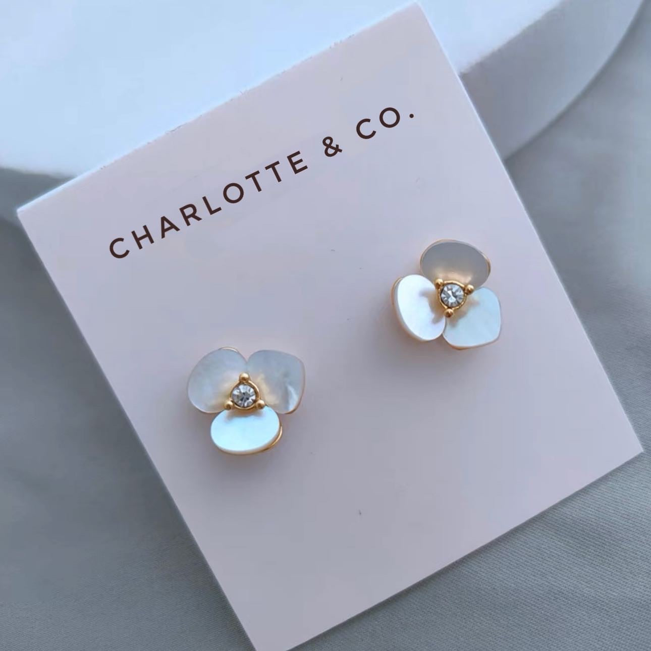 韓系三葉花珠耳環