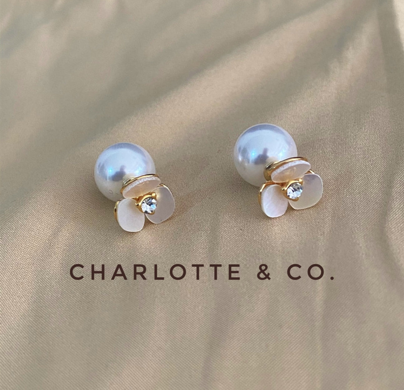 韓系三葉花珠耳環