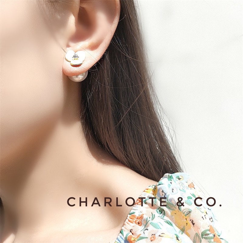 韓系三葉花珠耳環