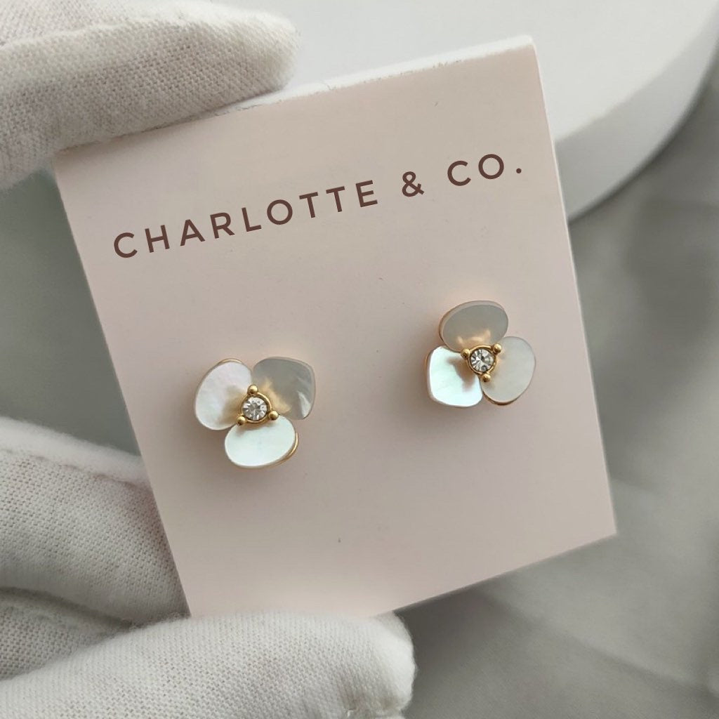 韓系三葉花珠耳環