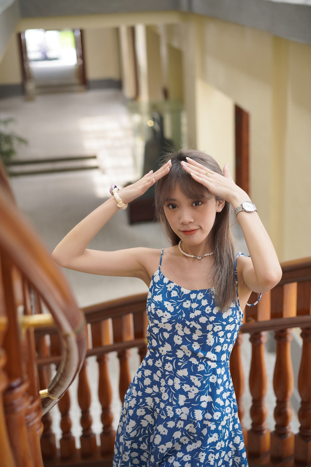 韓系吊帶碎花連身裙