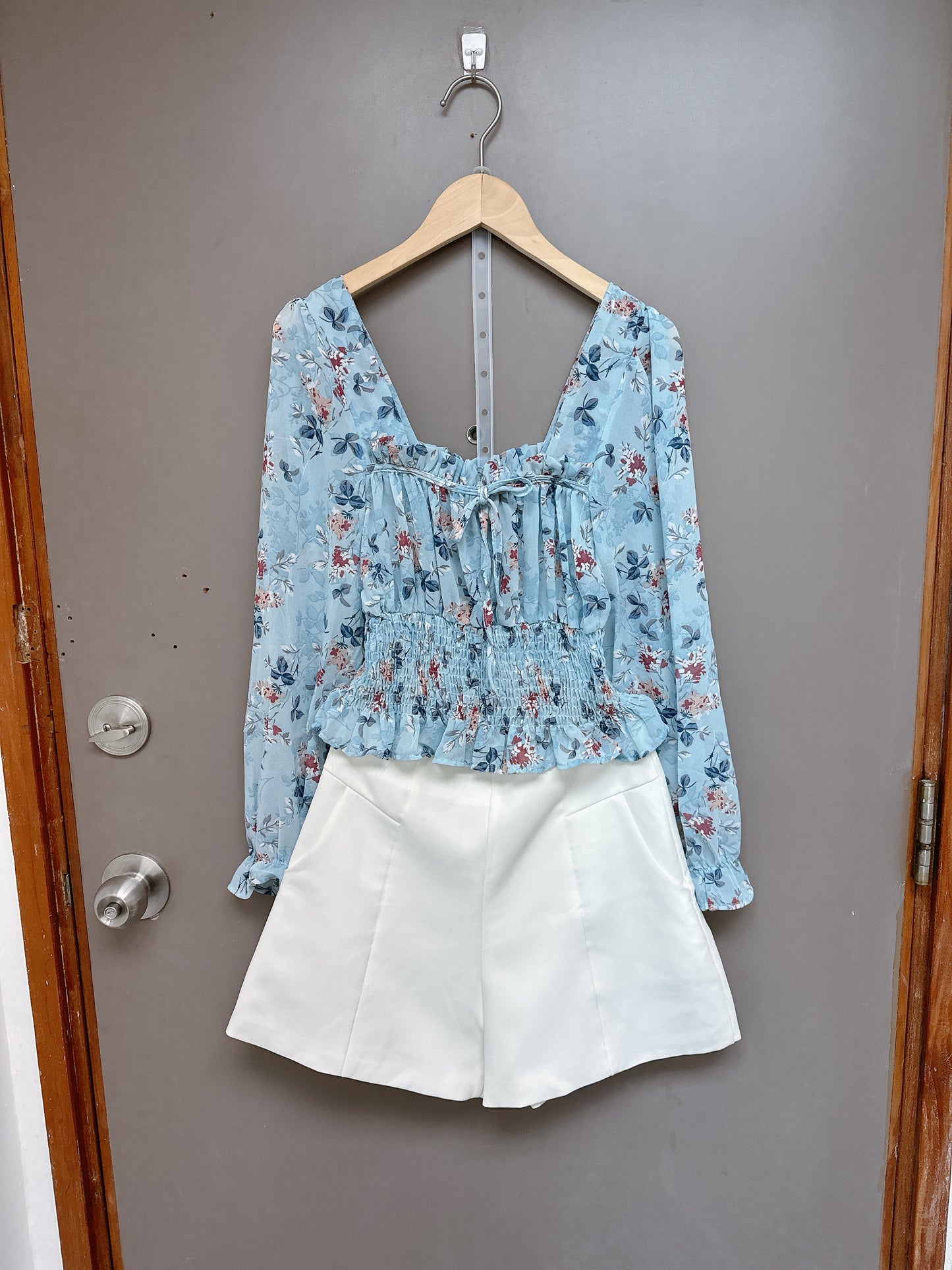 韓系方領碎花上衣
