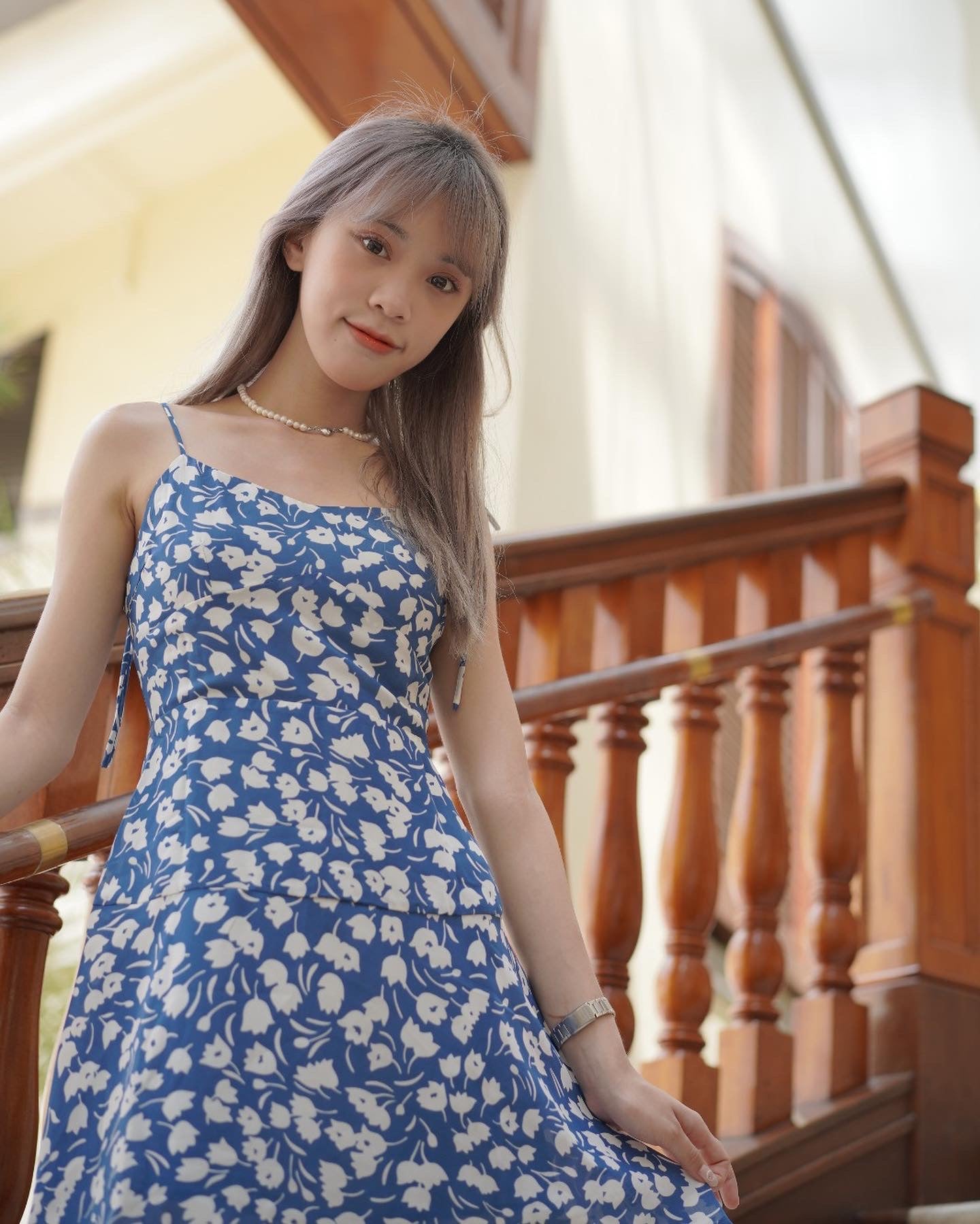 韓系吊帶碎花連身裙